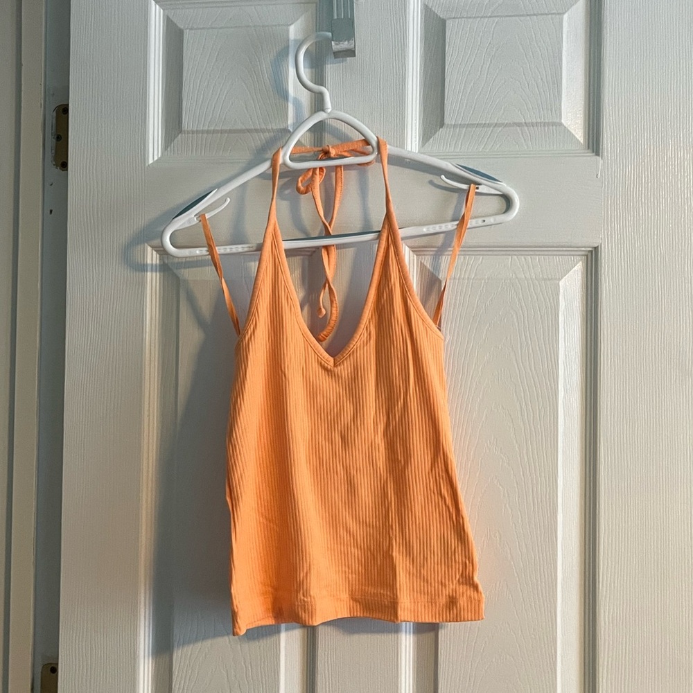 Old Navy Orange Ribbed Halter Top